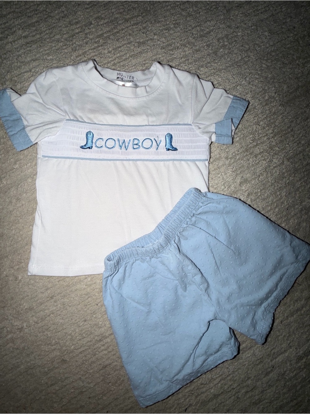 Hunter White & Light Blue 'Cowboy' Kids Matching Set